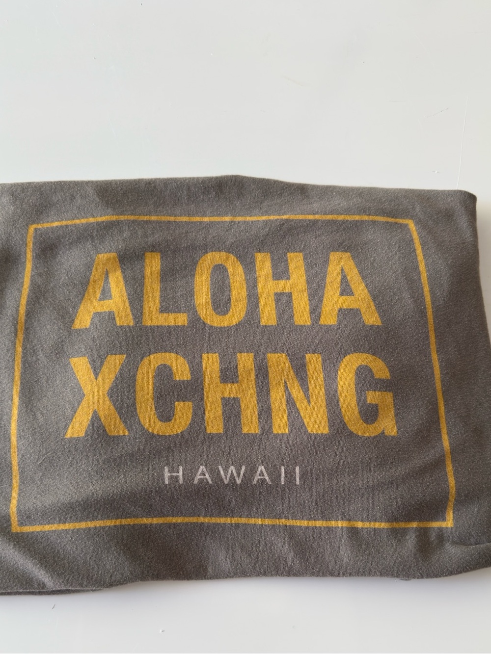 Aloha Xchng Kauai Hawaii Short Sleeve Tee - Gray with Gold Print